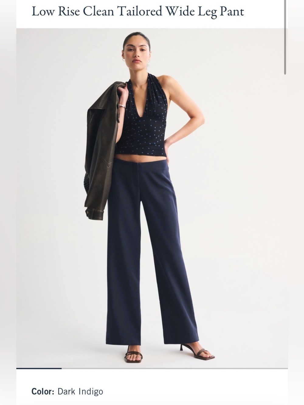Abercrombie & Fitch Low Rise Clean Tailored Wide Leg Pant - Dark Indigo